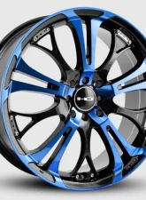 HD Spinout Wheel 22x8.5 5x114.3|5x127 35mm Gloss Black Machined Face w/ Blue                                     - SO22855435BK-BL - Image 2