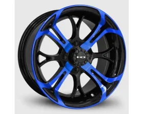 HD Golf Spinout Wheel 14x7 4x101.6 -10mm Gloss Black Machined Face w/ Blue