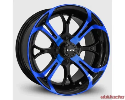 HD Golf Spinout Wheel 14x7 4x101.6 -10mm Gloss Black Machined Face w/ Blue - SO147042-10BK-BL