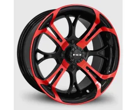 HD Golf Spinout Wheel 14x7 4x101.6 -10mm Gloss Black Machined Face w/ Red