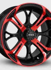 HD Golf Spinout Wheel 14x7 4x101.6 -10mm Gloss Black Machined Face w/ Red                                     - SO147042-10BK-R - Image 2