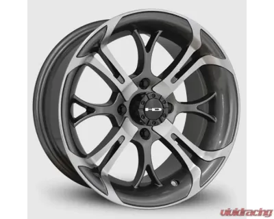 HD Golf Spinout Wheel 14x7 4x101.6 -10mm Gloss Gunmetal Machined Face - SO147042-10GM