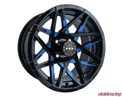 HD Golf Wheels Canyon Wheel 14x7 4x101.6 -14mm Gloss Black Milled Face w/ Blue Clear - CY147042-14ML3-BL