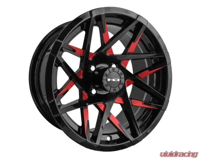 HD Golf Wheels Canyon Wheel 14x7 4x101.6 -14mm Gloss Black Milled Face w/ Red Clear - CY147042-14ML3-R