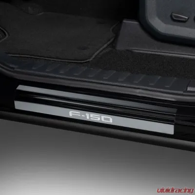 Putco F-150 Logo Black Door Sill Plates Kit Ford F-150 Regular | Super Cab 2015-2020 - 95145BPFD
