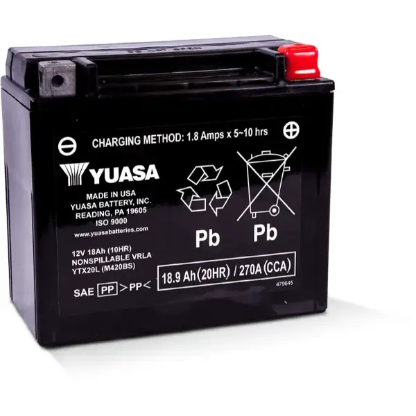 Yuasa Sealed Factory Activated YTX20L Battery Can-Am | Buell | Harvey-Davidson 1999-2023 - YUAM420BS