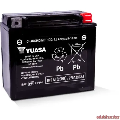 Yuasa Sealed Factory Activated YTX20L Battery Can-Am | Buell | Harvey-Davidson 1999-2023 - YUAM420BS