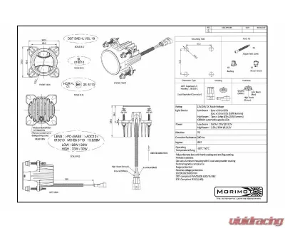 Morimoto Sealed3 90mm High/Low 3W LED Headlights - LF802.2