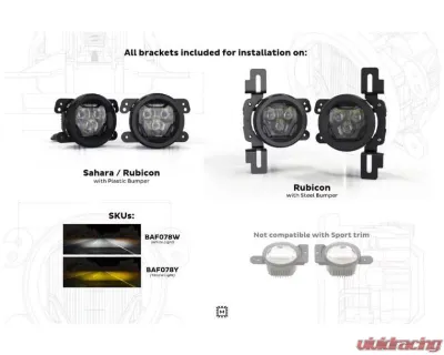Morimoto 4Banger LED Fog Lights (White ) Jeep Gladiator | Wrangler 2018+ - BAF078W
