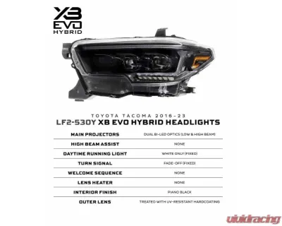 Morimoto XB Evo Hybrid LED Headlights Toyota Tacoma 2016-2023 - LF2-530Y