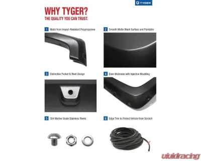 Tyger Auto Bolt-Riveted Style Fender Flares (Paintable Smooth Matte Black) Chevrolet Silverado 1500 2019-2021 - TG-FF8C4588