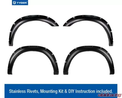 Tyger Auto Bolt-Riveted Style Fender Flares (Paintable Smooth Matte Black) Ram 2500 | 3500 2019-2021 - TG-FF8D4418