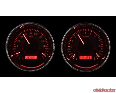 Dakota Digital VHX-1014-K-R Dual Round Universal VHX System Black Alloy Red Display - VHX-1014-K-R