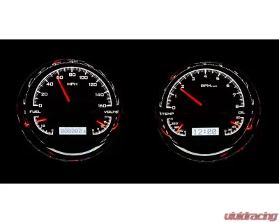 Dakota Digital VHX-1014-S-W Dual Round Universal VHX System Silver Alloy White Display - VHX-1014-S-W