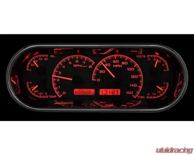 Dakota Digital VHX-1018-S-R Rounded Rectangle VHX System Silver Alloy Red Display - VHX-1018-S-R