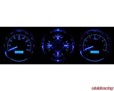 Dakota Digital VHX-1020-C-B Triple Round Universal VHX System Carbon Fiber Blue Display - VHX-1020-C-B