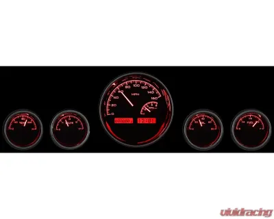 Dakota Digital VHX-1022-S-R 5-Piece Round Universal VHX System Silver Alloy Red Display - VHX-1022-S-R