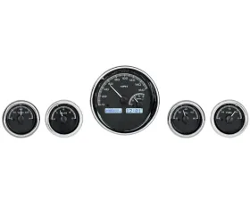 Dakota Digital VHX-1022-K-W 5-Piece Round Universal VHX System Black Alloy White Display