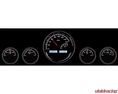 Dakota Digital VHX-1022-S-W 5-Piece Round Universal Gauge System Silver Alloy White Display - VHX-1022-S-W