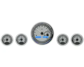 Dakota Digital VHX-1022-S-B 5-Piece Round Universal VHX System Silver Alloy Blue Display