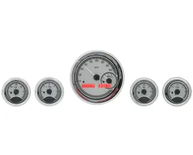 Dakota Digital VHX-1022-S-R 5-Piece Round Universal VHX System Silver Alloy Red Display