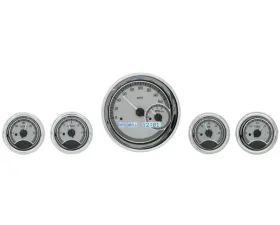 Dakota Digital VHX-1022-S-W 5-Piece Round Universal Gauge System Silver Alloy White Display