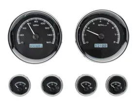 Dakota Digital VHX-1024-K-W 6-Piece Round Universal VHX System Black Alloy White Display