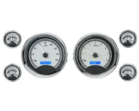 Dakota Digital VHX-1024-S-B 6-Piece Round Universal VHX System Silver Alloy Blue Display