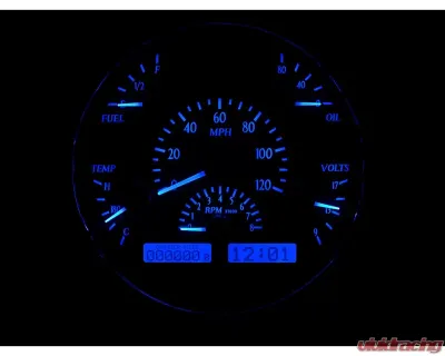 Dakota Digital VHX System Black Alloy Face Blue Display for 1949-1950 Ford Car - VHX-49F-K-B