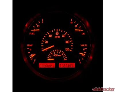 Dakota Digital VHX System Silver Alloy Face Red Display for 1951 Ford Car - VHX-51F-S-R