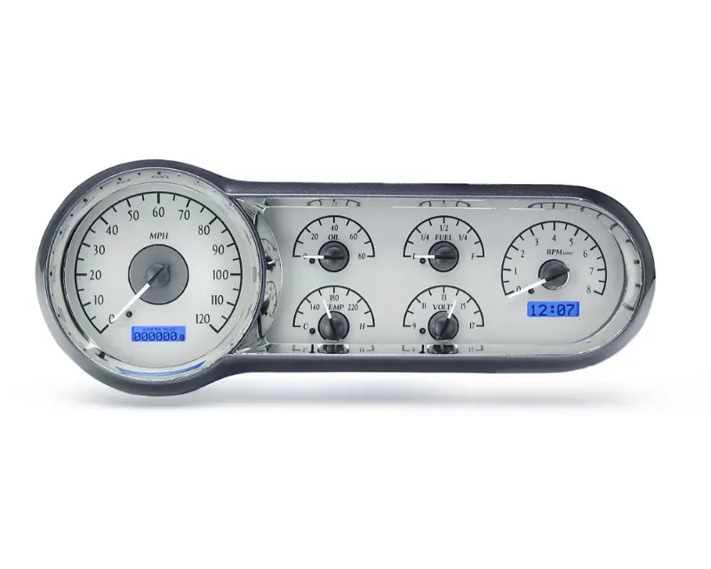 Dakota Digital VHX-53C-S-B Silver Alloy Face Blue Display