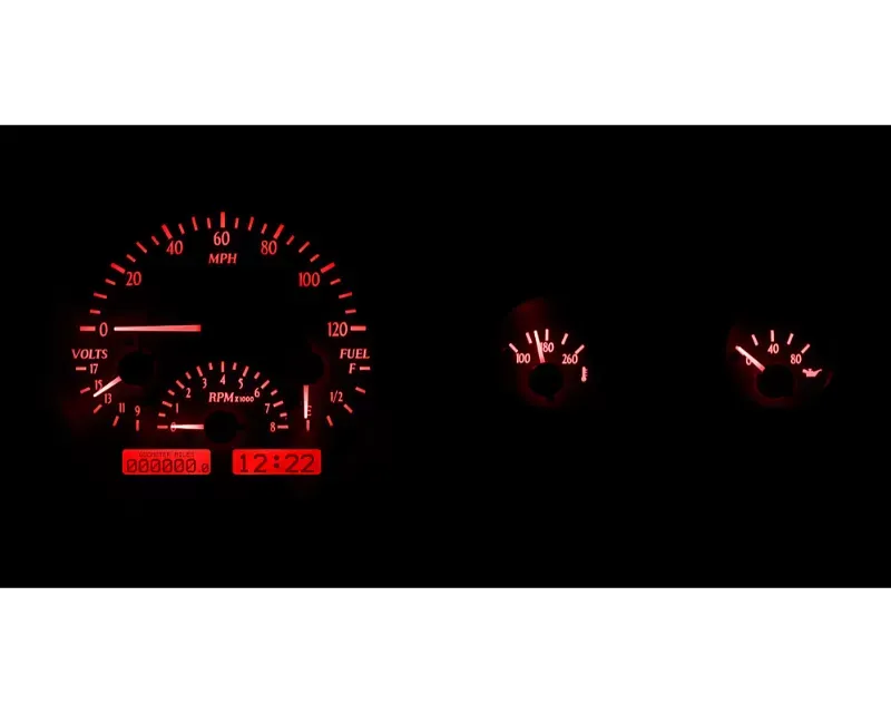 Dakota Digital VHX System Silver Alloy Style Face Red Display Jeep CJ 1955-1986 - VHX-55J-S-R