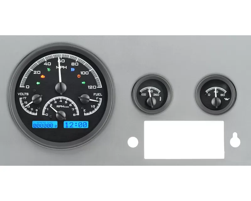 Dakota Digital VHX System Black Alloy Style Face Blue Display Jeep CJ 1955-1986 - VHX-55J-K-B