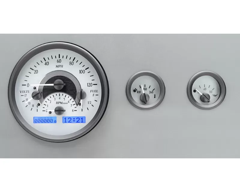 Dakota Digital VHX System Silver Alloy Style Face Blue Display Jeep CJ 1955-1986 - VHX-55J-S-B
