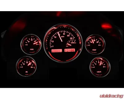Dakota Digital VHX-56F-S-R VHX System Silver Alloy Face Red Display for 1955-1957 Chevrolet - VHX-56F-S-R