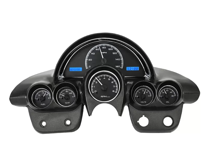 Dakota Digital VHX System Black Alloy Style Face Blue Display Chevrolet Corvette 1958-1962 - VHX-58C-VET-K-B