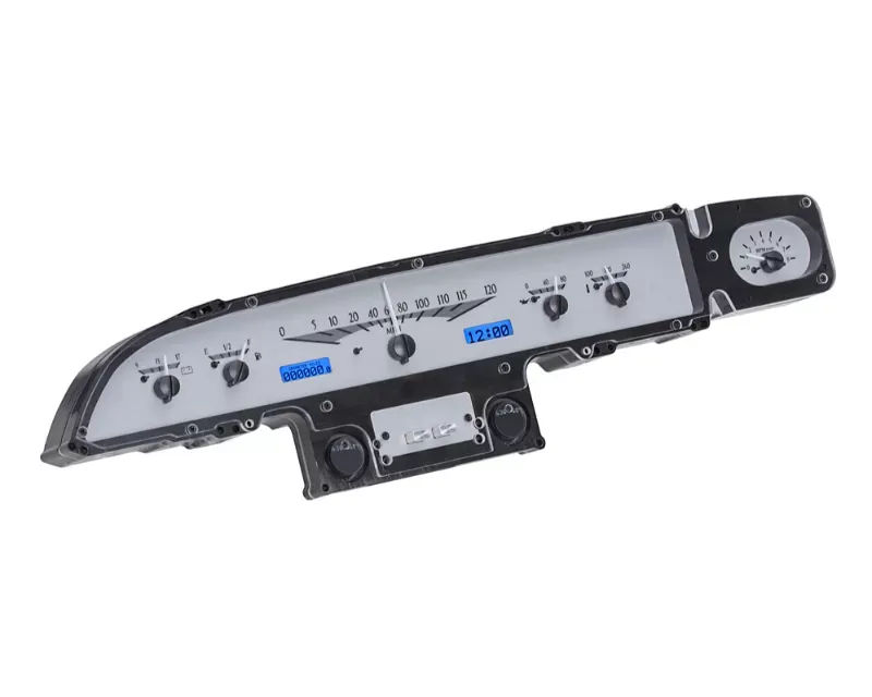 Dakota Digital VHX System Silver Alloy Style Face Blue Display Ford Galaxie 1960 - VHX-60F-GAL-S-B