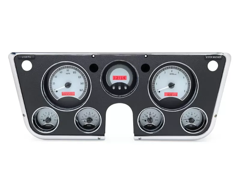 Dakota Digital VHX System Silver Alloy Style Face Red Display Chevrolet Truck 1967-1972 - VHX-67C-PU-S-R