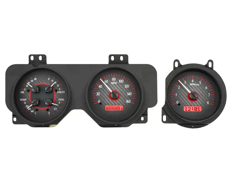 Dakota Digital VHX System Carbon Fiber Style Face Red Display Pontiac GTO 1969 - VHX-69P-GTO-C-R