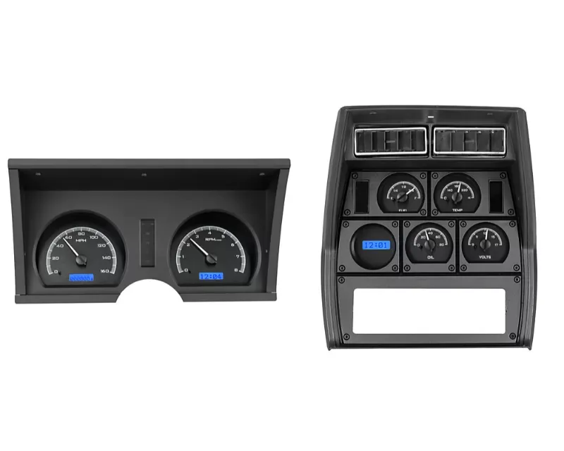 Dakota Digital VHX System Analog Clock Black Alloy Style Face Blue Display Chevrolet Corvette 1978-1982 - VHX-78C-VTA-K-B