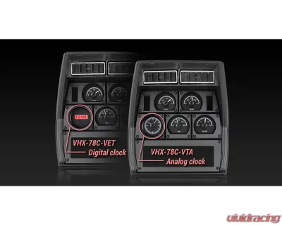 Dakota Digital VHX System Digital Clock Black Alloy Face White Display for 1978-1982 Corvette - VHX-78C-VET-K-W