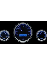 Dakota Digital VHX-1050-K-B 5-Piece Round Universal Gauge System Black Alloy Blue Display                                     - VHX-1050-K-B - Image 2