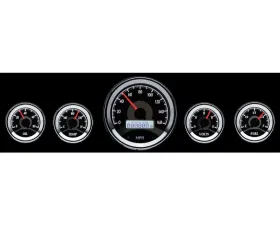 Dakota Digital VHX-1050-K-W 5-Piece Round Universal Gauge System Black Alloy White Display