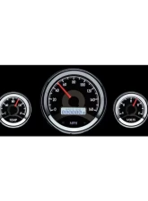 Dakota Digital VHX-1050-S-B 5-Piece Round Universal Gauge System Silver Alloy Blue Display                                     - VHX-1050-S-B - Image 2