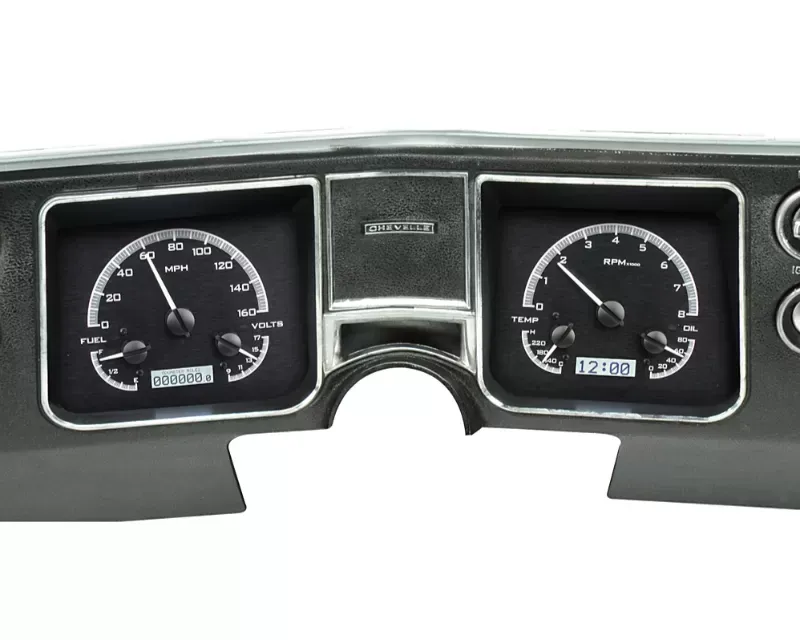 Dakota Digital VHX System Black Alloy Style Face White Display Chevrolet Chevelle 1968 - VHX-68C-CVL-K-W