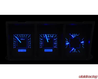 Dakota Digital VHX System Black Alloy Face Blue Display for 1973-1979 Ford Pickup - VHX-73F-PU-K-B
