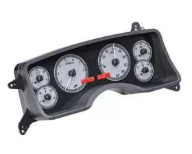 Dakota Digital VHX-90F-MUS-S-R VHX System Silver Alloy Face Red Display Ford Mustang 1990-1993