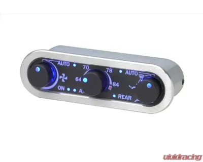 Dakota Digital Three-Knob Digital Climate Controller for Vintage Air Gen IV Black Alloy Chrome Blue - DCC-3000HC-K-B