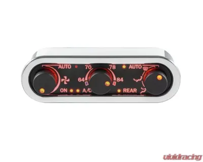 Dakota Digital Three-Knob Digital Climate Controller for Vintage Air Gen IV, Silver Alloy Chrome Red - DCC-3000HC-S-R