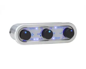 Dakota Digital Three-Knob Digital Climate Controller for Vintage Air Gen IV, Silver Alloy/Satin Blue
